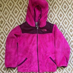Magenta pink purple hooded North Face fleece, size 4T EUC